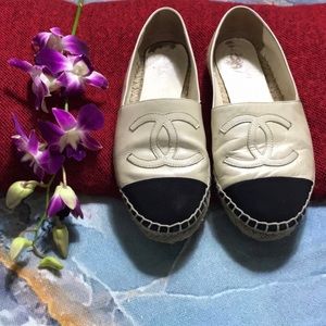 CHANEL leather espadrilles